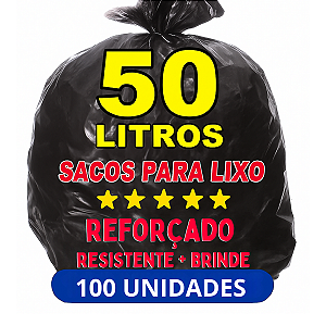 Saco De Lixo 50 Litros Preto Resistente reforçado C/100 + brinde