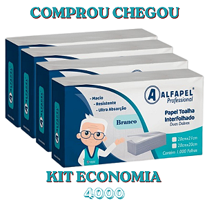 kit 4000 Papel Toalha Interfolha Branco Alfapel