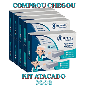 kit atacado 9000 Papel Toalha Interfolha Branco Alfapel