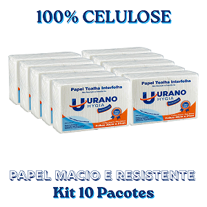 Kit 10.000 Papel Toalha Interfolha 100% Celulose Urano Hygia