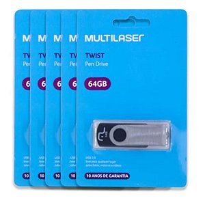 Kit 5x Pendrive 64gb Original Multilaser