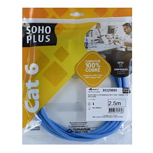 Patch Cord U/utp Furukawa Sohoplus Cat6 Cmx 2.5m Azul Claro