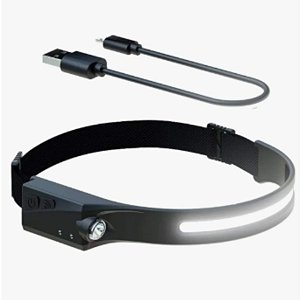Lanterna De Cabeça Led Recarregável 350 Lúmens Com Sensor
