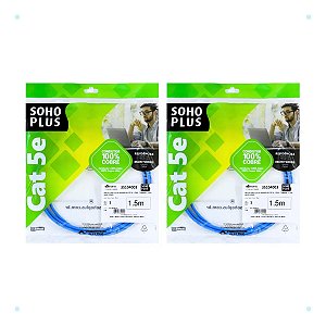 Kit 2 Patch Cord U/UTP Cat.5e Furukawa Sohoplus 1,5m Azul