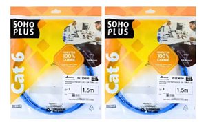 Kit 2 Patch Cord U/UTP Cat.6 1,5m Furukawa SohoPlus CMX Azul