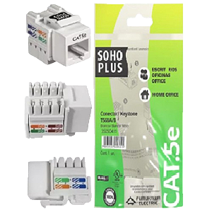 Conector Keystone RJ45 Fêmea Furukawa Sohoplus Cat5e T568A/B - Kit 8 Peças