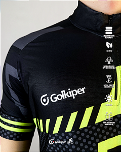 CAMISA DE CICLISMO PRETA E VERDE