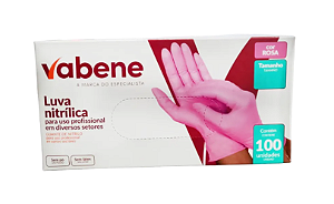 Luva Nitrílica s/Pó 100un Rosa - Vabene