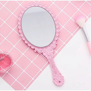 Espelho de Mão Princess Vintage Rosa