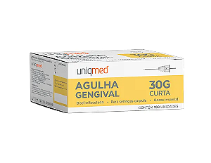 Agulha Gengival p/ Carpule - CURTA 0,30mmx25mm (30G) - C/ 100un - UNIQMED
