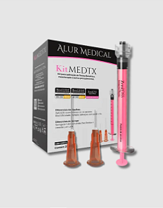 Kit Medtx - agulha de aplicação 34g + agulha de aspiração 25g + seringa 1ml (Caixa c/ 25un)