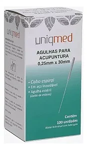 Agulhas para Acupuntura - 0,20x15mm - 100un - Uniqmed