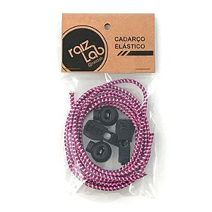 Cadarço Elástico Roxo Rosa Branco