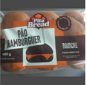 Pão de Hambúrguer Brioche Pita Bread 80g-Pacote  6 unidades
