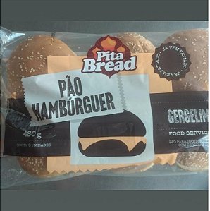 Pão de Hambúrguer Clássico com Gergelim Pita Bread 80g-Pacote 6 unidades