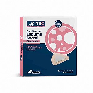 Curativo de Espuma Absorvente Sacral com Bordas de Silicone M-TEC - unidade