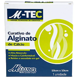 Curativo de Alginato de Cálcio M-TEC 10cm x 10cm - unidade