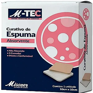 Curativo Espuma Absorvente M-Tec Missner 10x10cm - unidade