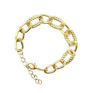 Pulseira elos grandes em banho de ouro 18k
