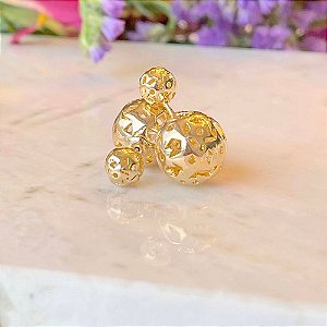 Brinco liso fecho esfera em banho de ouro 18k
