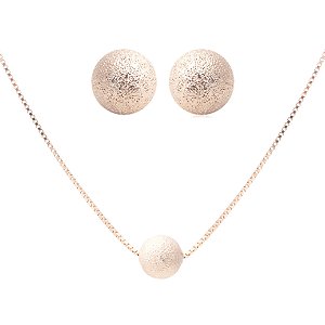 Conjunto esfera colar e brincos em banho de ouro 18k