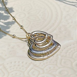 Colar quatro corações lisos em banho de ouro 18k