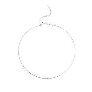 Choker berloque zircônia branca em banho de prata nano silver