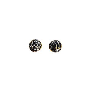 Brinco pequeno em ouro 18k cravejado de zircônias negras