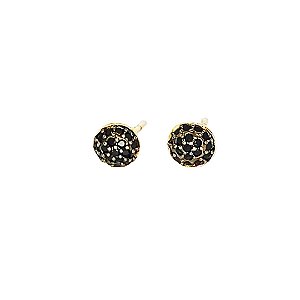 Brinco em banho de ouro 18k cravejado de zircônias negras