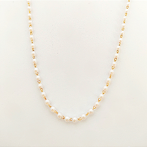 Colar pérola shell banhado em ouro 18k