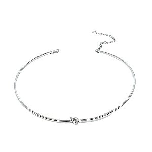 Choker banhado em ródio branco com nó