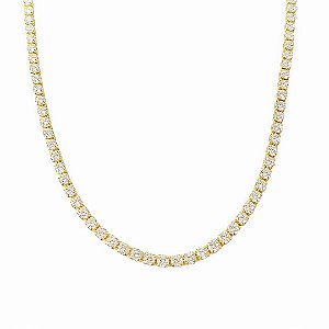 Choker riviera em banho de ouro 18k com zircônias cristais