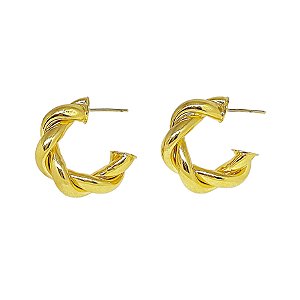 Brinco em banho de ouro 18k argola torcida