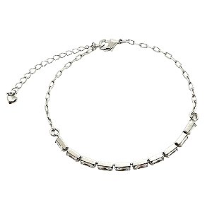 Pulseira em banho de ródio branco com zircônias cristais quadradas