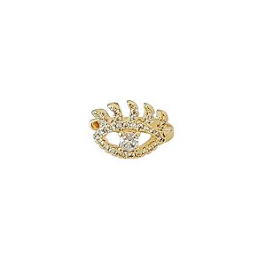 Brinco piercing em banho de ouro 18k olho cravejado de zircônias cristais