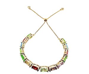 Pulseira em banho de ouro 18k com zircônias coloridas
