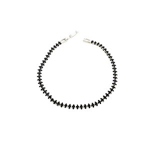 Pulseira em banho de ródio branco com gotinhas de zircônias negras
