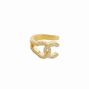 Brinco piercing inspiração em banho de ouro 18k cravejado de zircônias cristais