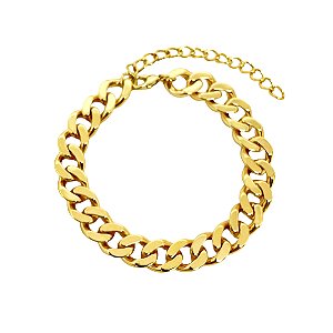 Pulseira em banho de ouro 18k com elos grumet