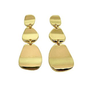 Brinco em banho de ouro 18k pendulo chapado liso