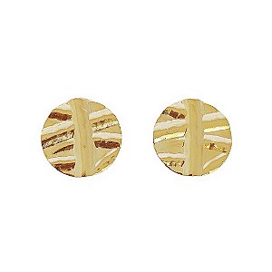 Brinco em banho de ouro 18k chapado folha redonda