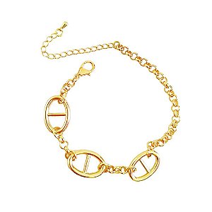 Pulseira em banho de ouro 18k com elos português