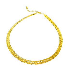 Colar trançado em banho de ouro 18k