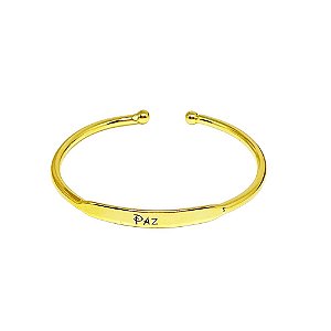 Bracelete liso paz em banho de ouro 18k