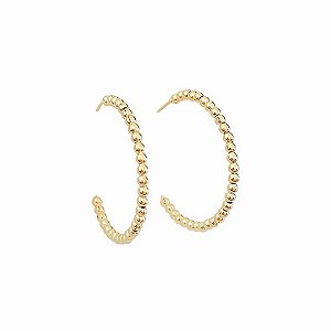 Brinco argola de bolinhas em banho de ouro 18k