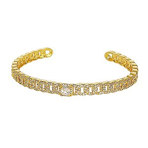 Bracelete banhado em ouro 18k cravejado de zircônias cristal