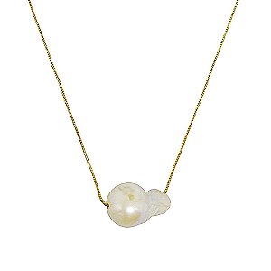 Colar banhado em ouro 18k com pérola barroca