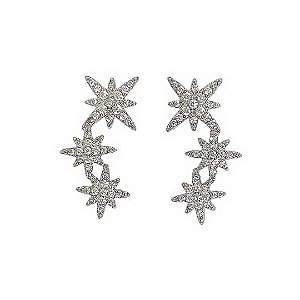 Brinco ear cuff em prata floco de neve cravejado de zircônias cristais