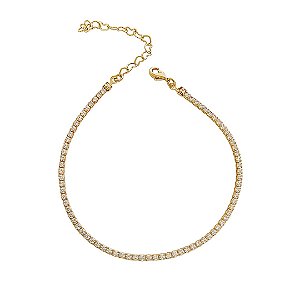 Pulseira riviera de zircônias cristais em banho de ouro 18k