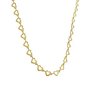Choker banhado em ouro 18k  corações vazados
